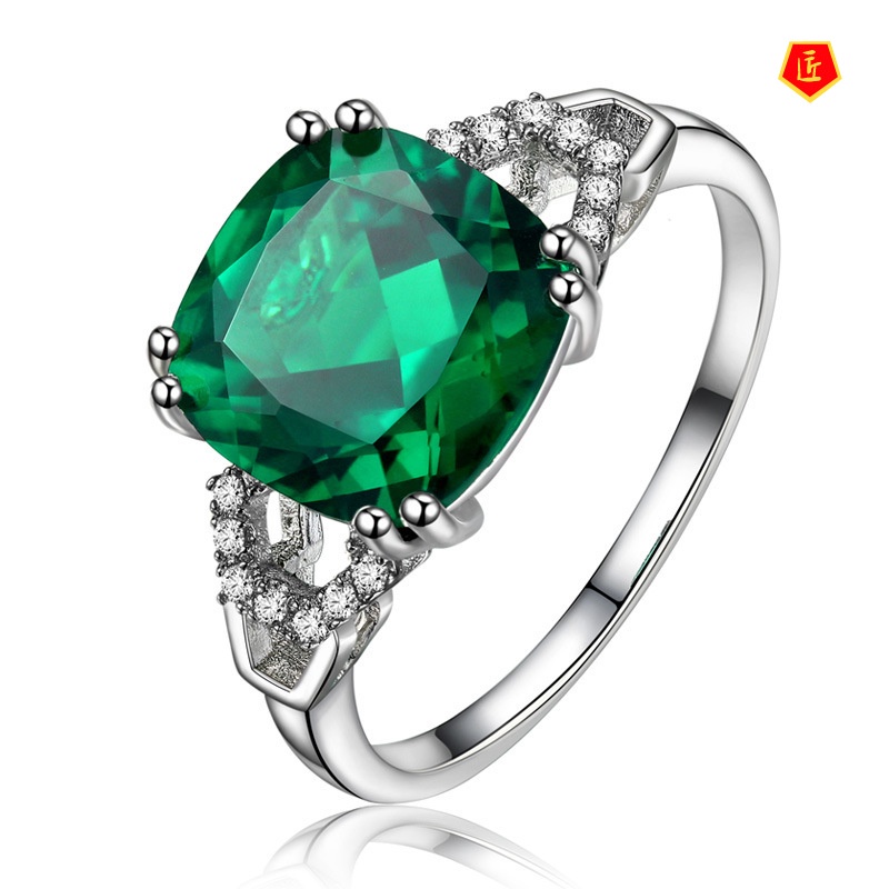 [Ready Stock]Fashion Elegant Ring 925 Silver Inlaid Colored Gemstone