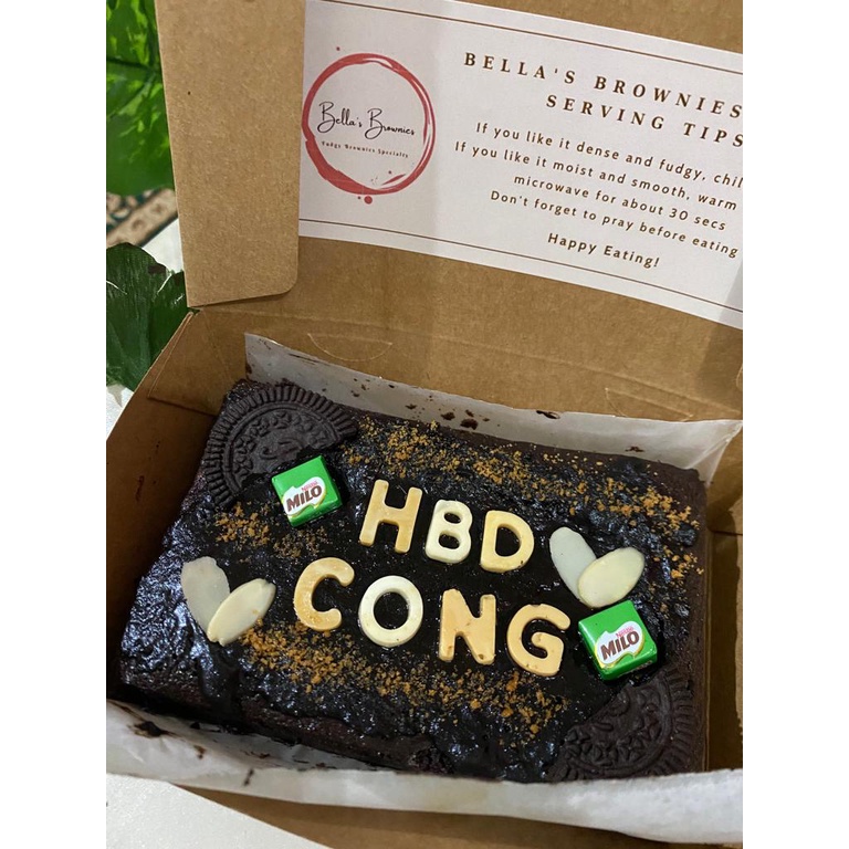 Brownies Bella PERSONAL SIZED CUSTOMIZED FUDGY BROWNIES with Personalized Messages II New Year Hampers