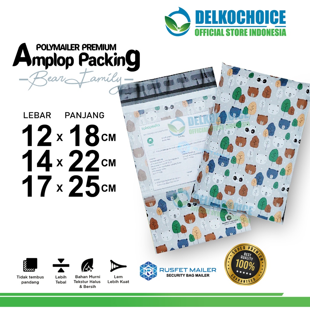 

Polymailer Bear Friend Amplop Plastik Packing OlShop Polimailer RUSFET PREMIUM SATUAN