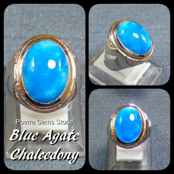 CINCIN BLUE SKY AGATE CHALCEDONY HIGH QUALITY SIZE KANTORAN