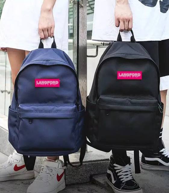 Ransel Pria Fashion Warna Solid Tas Sekolah Kain Oxford Berlapis untuk Remaja Laki-laki Ransel Laptop Tahan Air Kapasitas Besar