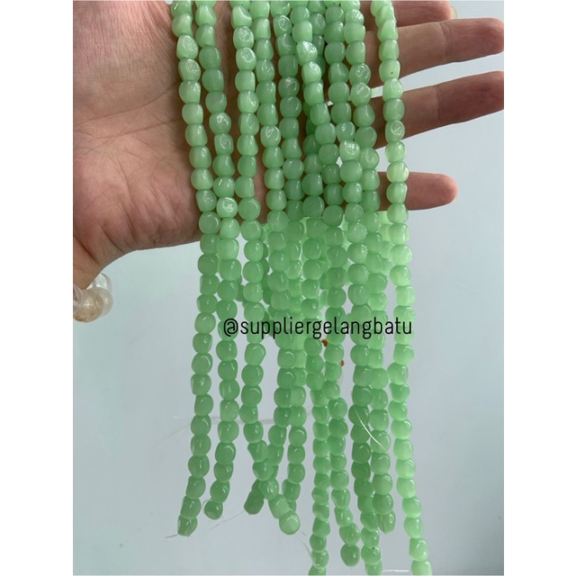 Bahan batu barok SOFT GREEN cat eye 8mm CUTTING mata kucing HIJAU