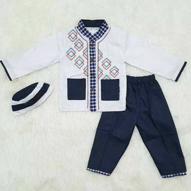 Baju Koko Anak Set Peci Kombinasi Jeans