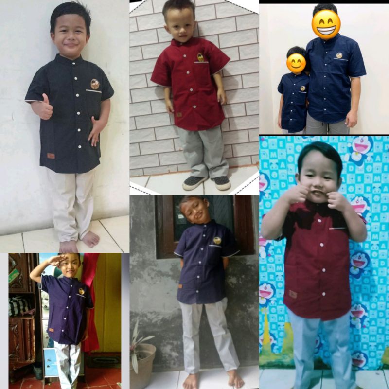 Kemeja Couple Ayah dan Anak Laki Laki Lengan Pendek Tabina Seri Hafiz Bahan Katun usia 1 tahun hingga Dewasa XXL