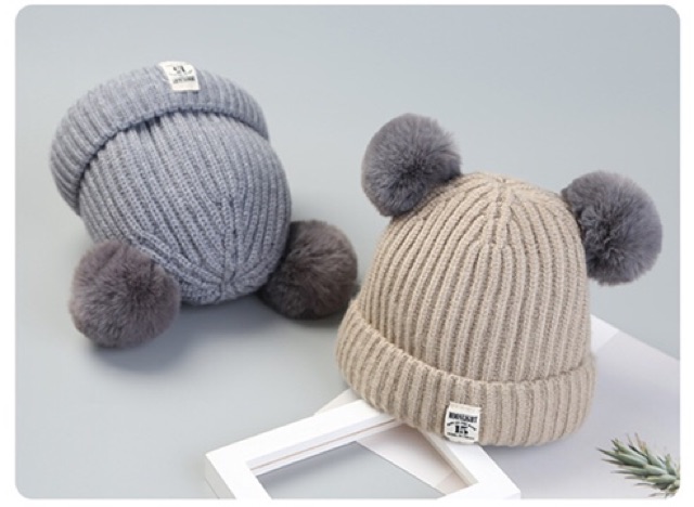 IMPORT Hat Double Pom Topi Anak Rajut Wool Pom Pom Musim Dingin Winter Hat infinity wool kids