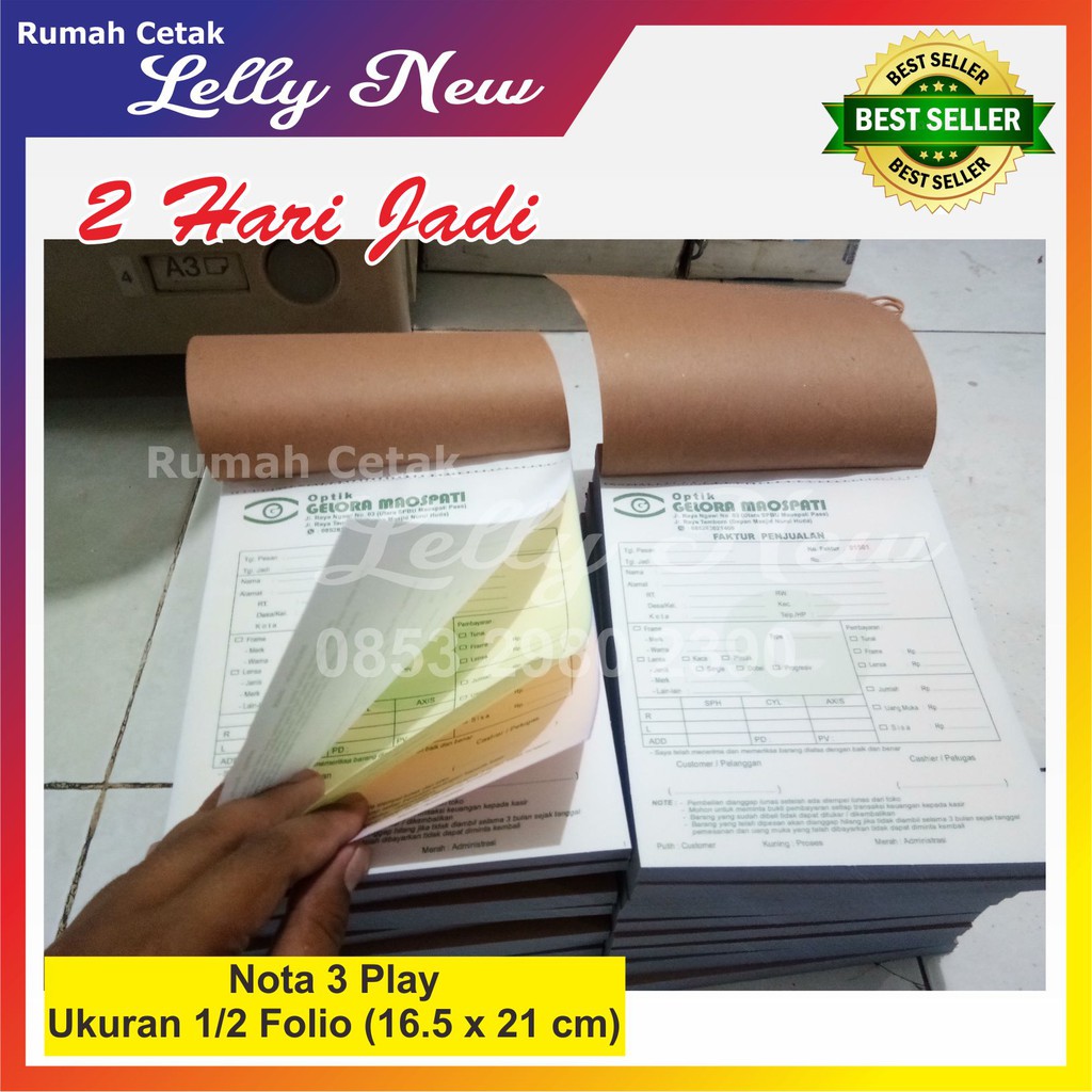 

Nota NCR Rangkap 3 Ukuran 1/2 Folio (16.5 x 21 cm)