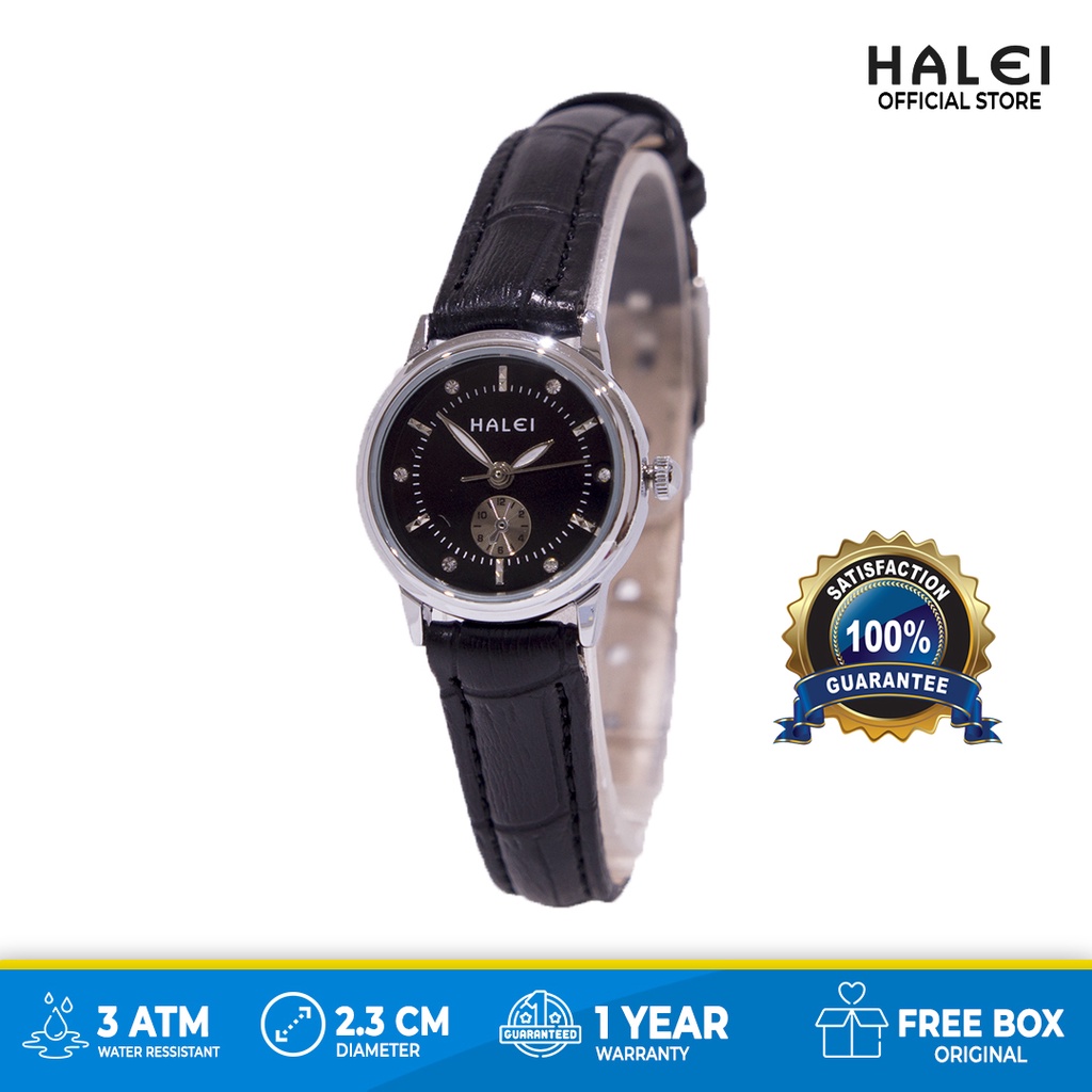 Premium (RRW) Halei Jam Tangan Wanita Haleiwatch Original Tali Kulit 436 L Ukuran Kecil Tahan Air