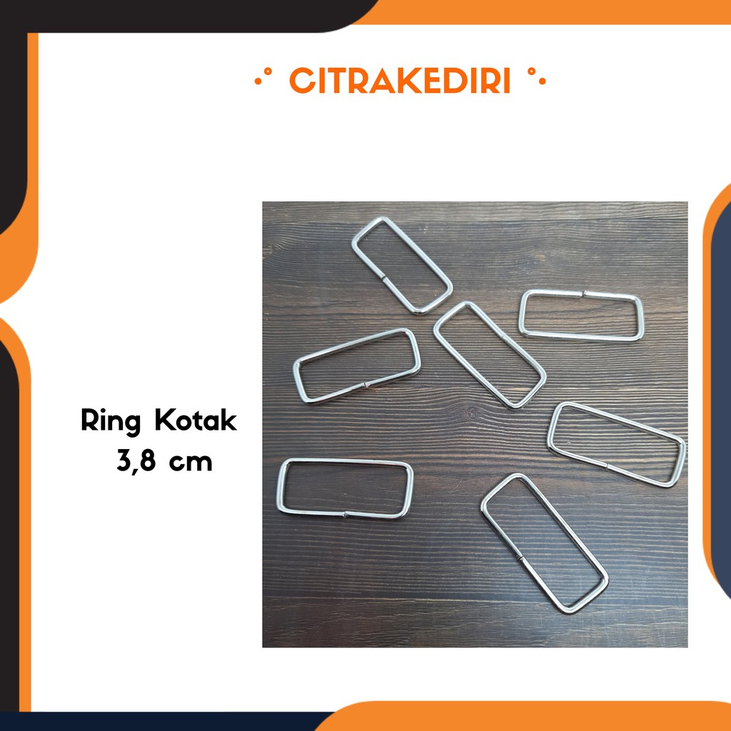 Ring Kotak warna nikel  3,8 cm 3mm