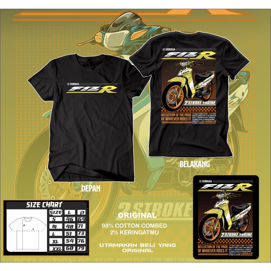 Kaos Fiz R Indonesia Yamaha 2 Tak Baju FizR 2 Stroke Speed Racing Combed 30s caisar custom