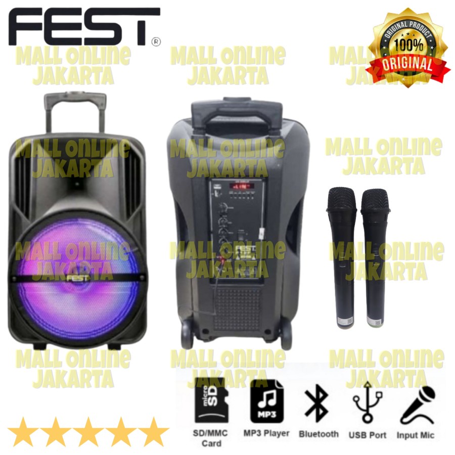 Speaker aktif portable fest 12 inch p12f originsl mic wireless p 12f