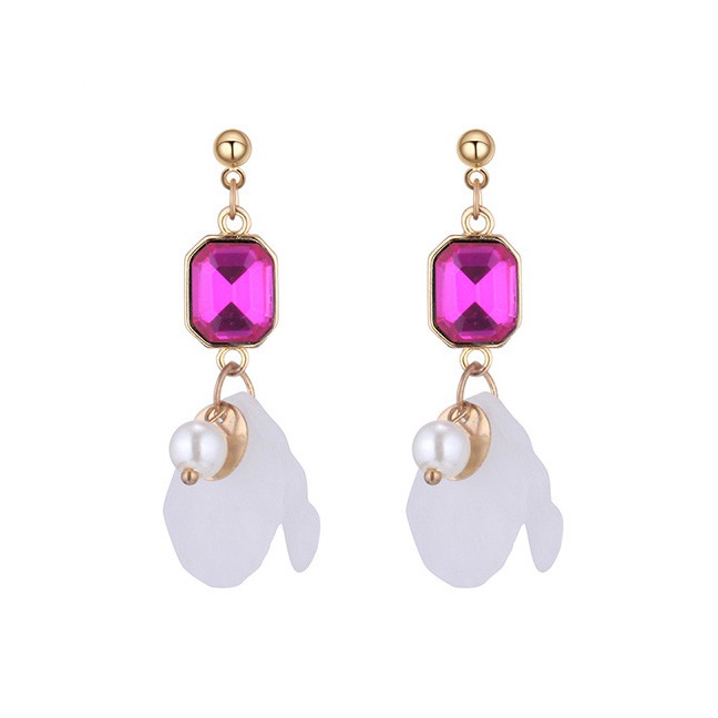 LRC Anting Tusuk Fashion Petal Shape Decorated Earrings