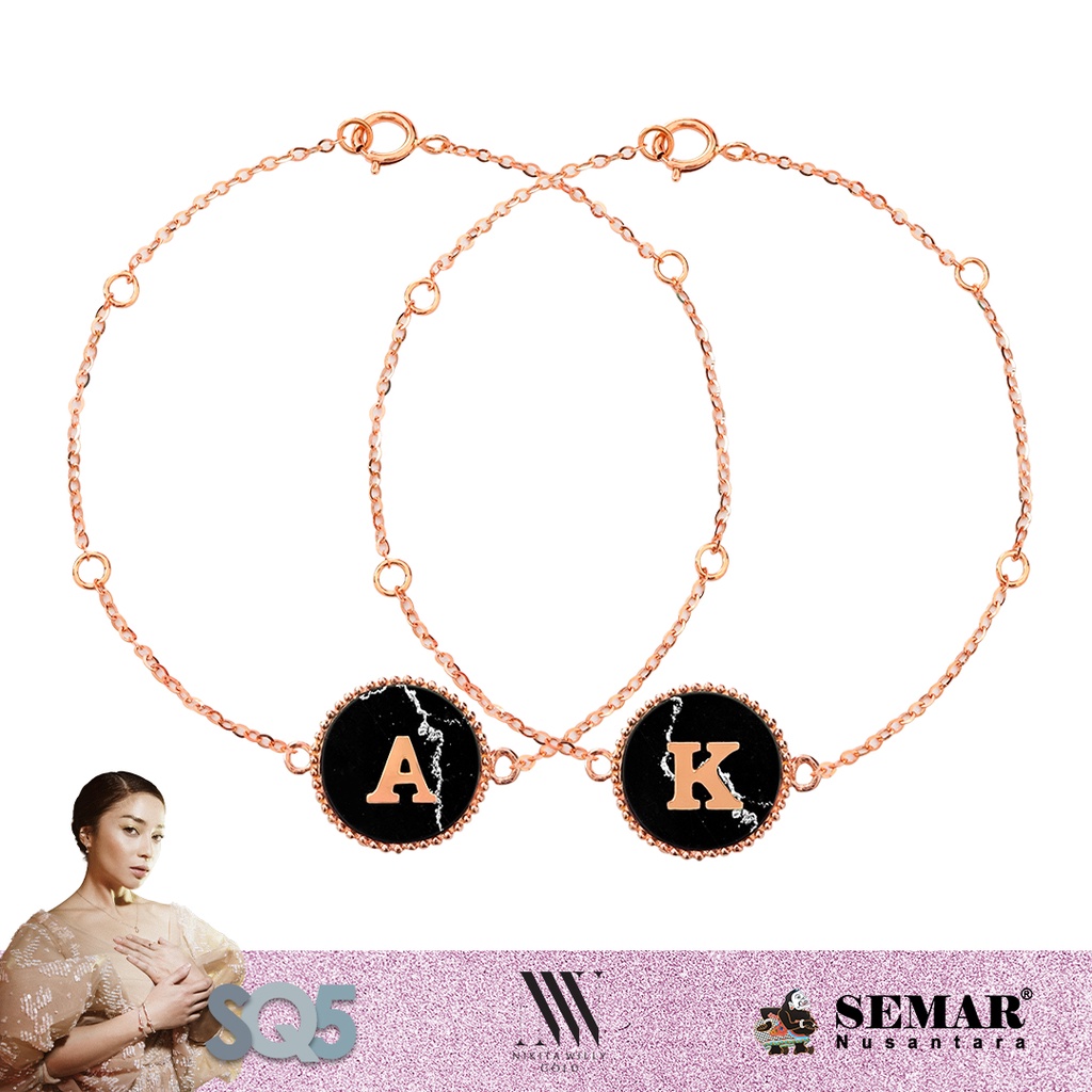 Nikita Willy Gold Renaissance Round Black Marble - Bracelet Semar Nusantara