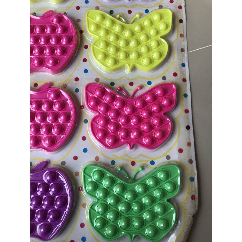 [Himart]Mainan Squishy Bubble Pop It Bahan Silikon Warna Pelangi Untuk Penghilang Stress-Mini kupu 9cm