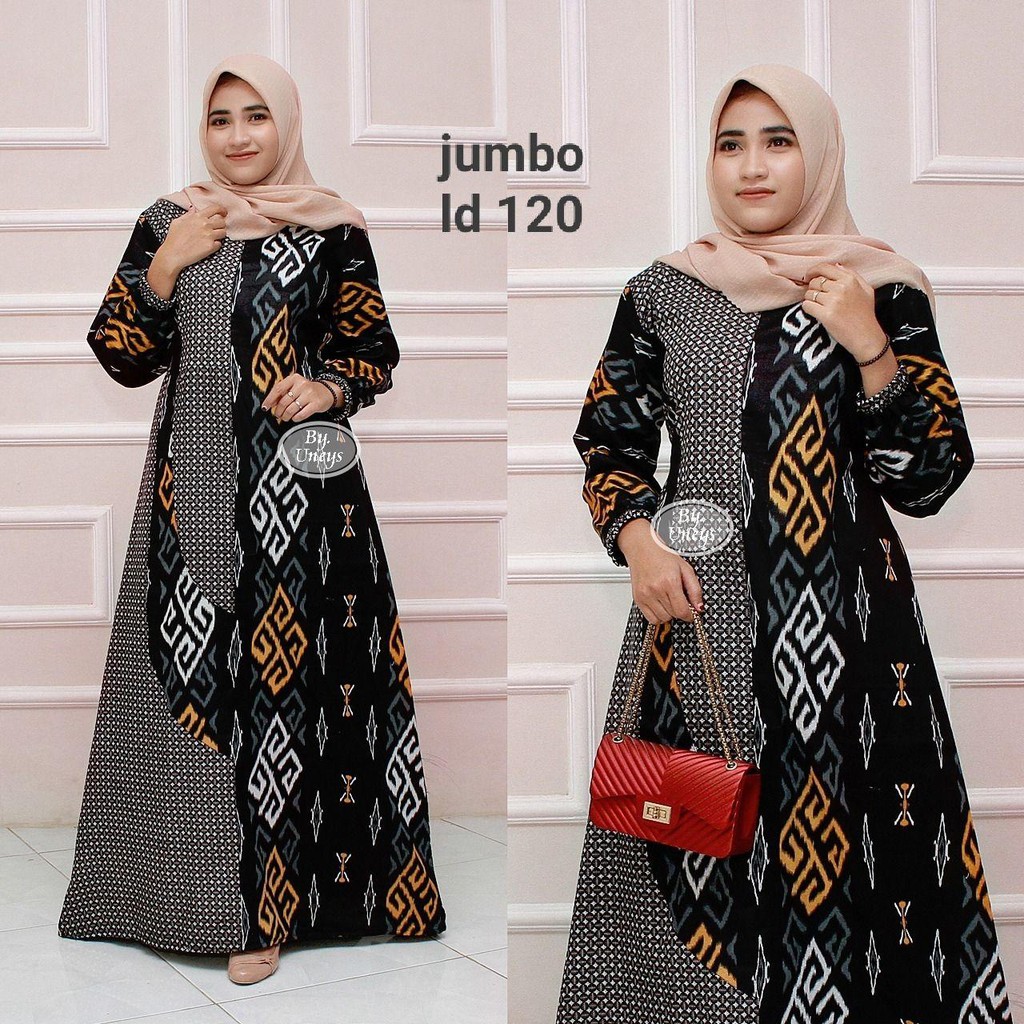 Gamis Batik Jumbo LD 110 Dan LD 120 Bahan Katun Motiv Terbaru Bisa Cod