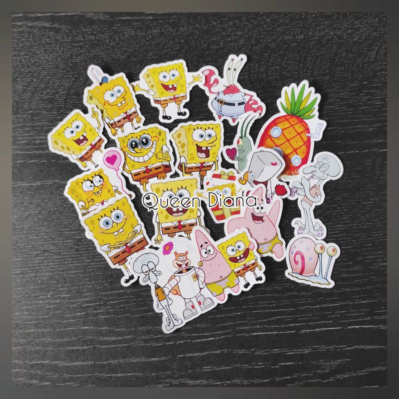 

isi 17 pcs stiker kertas spongebob sticker aksesoris karakter spongebob