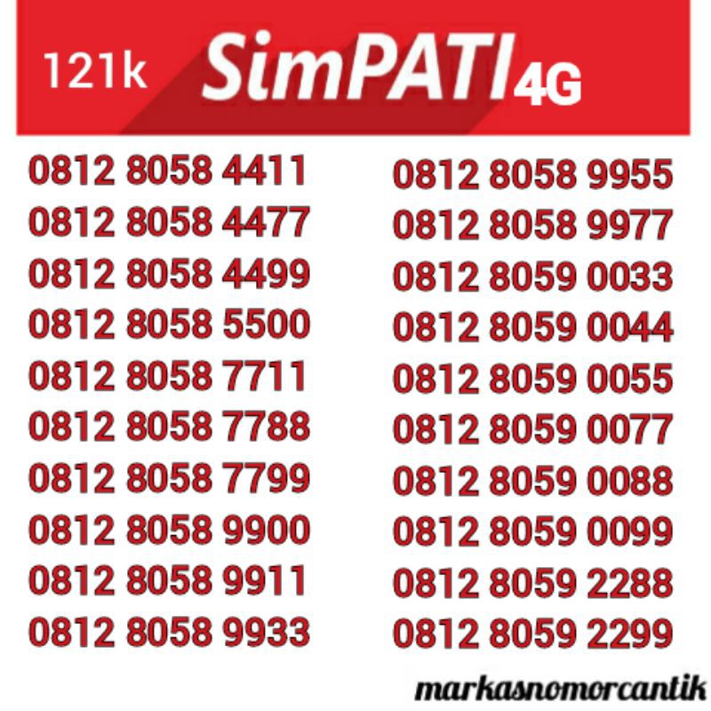 nomor cantik simpati seri aabb BOS 805 4411 9955 0088 0099 mnc28