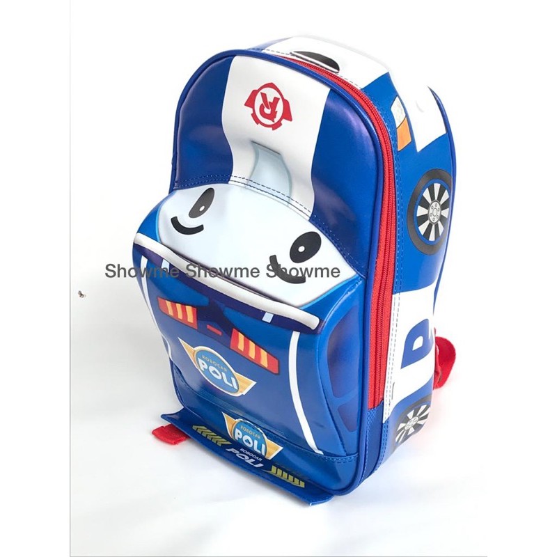 SHOWME TAS RANSEL MOBIL ANAK SEKOLAH PAUD - TK KARAKTER LUCU KUALITAS PREMIUM BATOK GAMBAR PAKAI BUSA - POLI CAR - POLICE BLUE