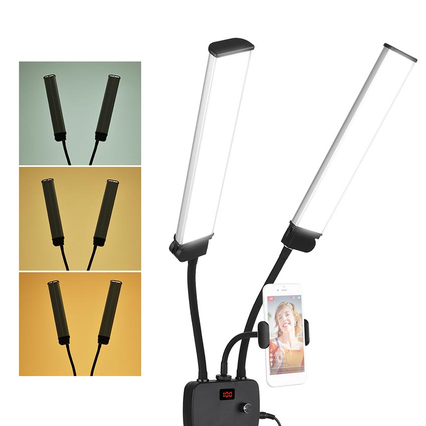 【Dengan Tripod 】Adjustable Live Streaming Vlogger Video LED dan Lampu LED Studio Foto-4