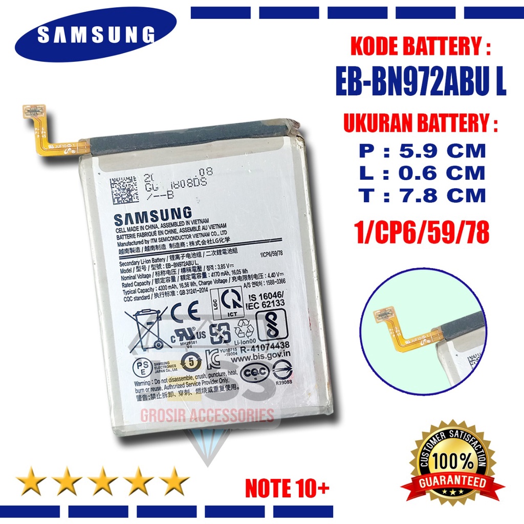 Baterai Original SAMSUNG Galaxy Note 10 Plus &amp; Note 10+ &amp; N975 &amp; N975F &amp; SM-N975F Kode Battery EB-BN972ABU