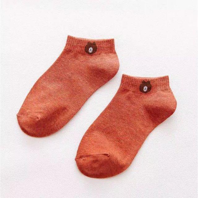 KAOS KAKI fashion unisex KAOS KAKI MOTIF BERUANG CUTE MURAH-Merah Bata