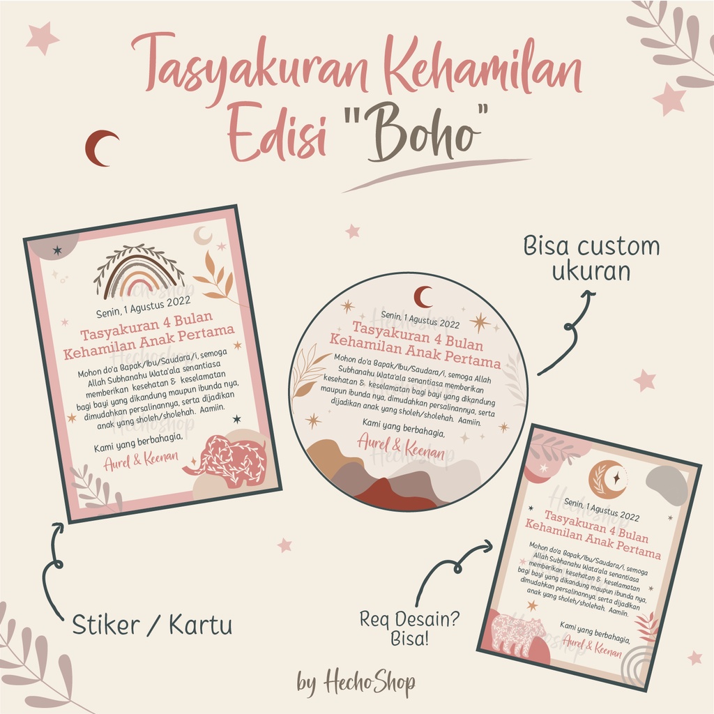 

Stiker / Kartu Tasyakuran 4/7 Bulan Kehamilan BATCH 3 [HECHOSHOP]