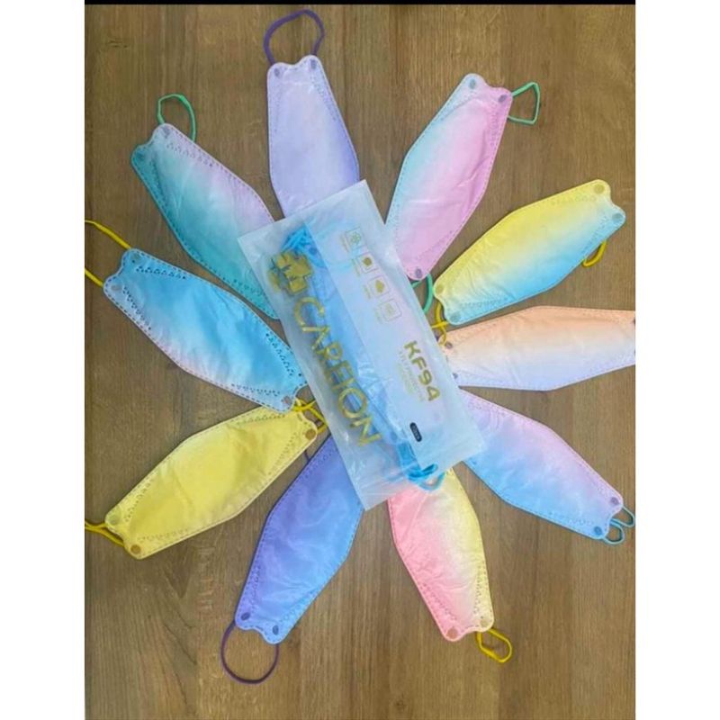 Masker KF94 / Masker Careion Gradasi 4Ply isi 10 Masker Careion KF94 / KF94 Rainbow Mixed Warna / Ma