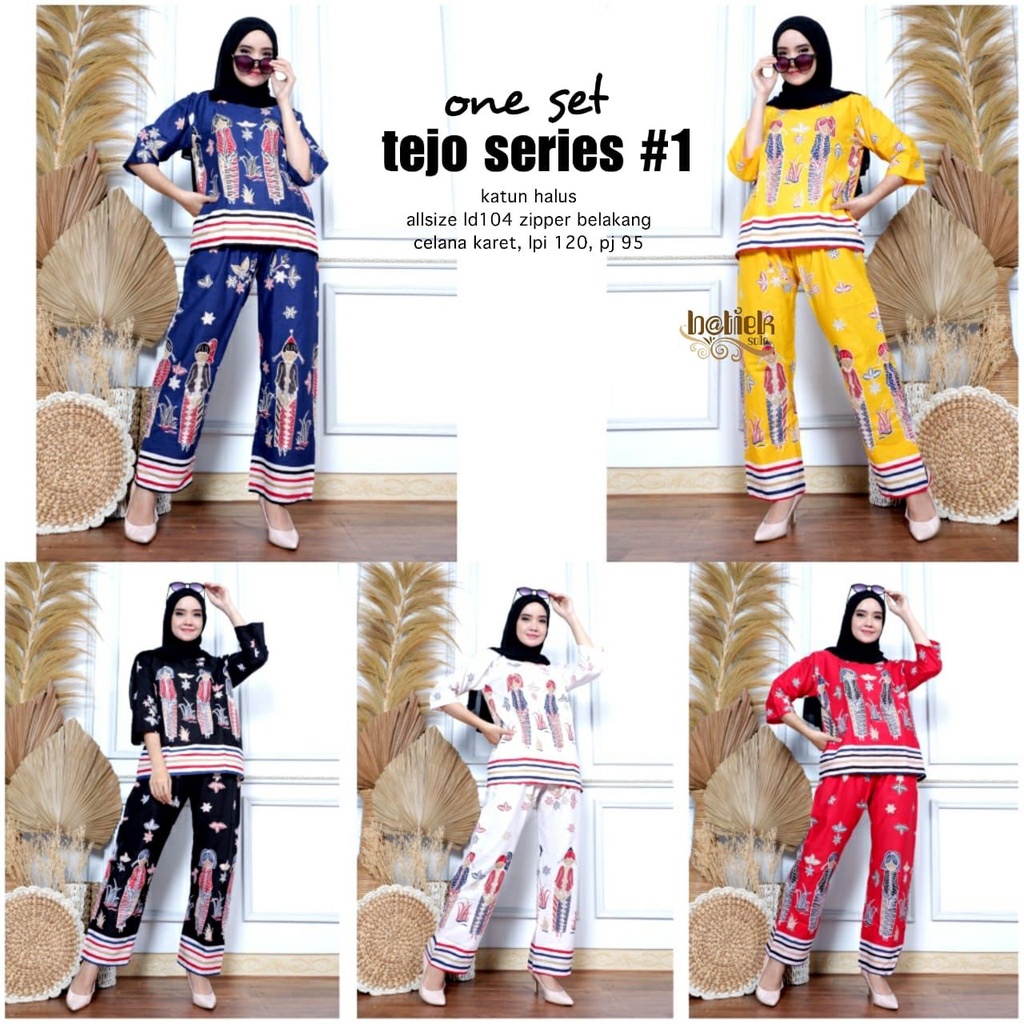 PREMIUM One Set Bu Tejo Series #1 Setelan Karakter Katun All Size Outfit Hits Kekinian Muslim