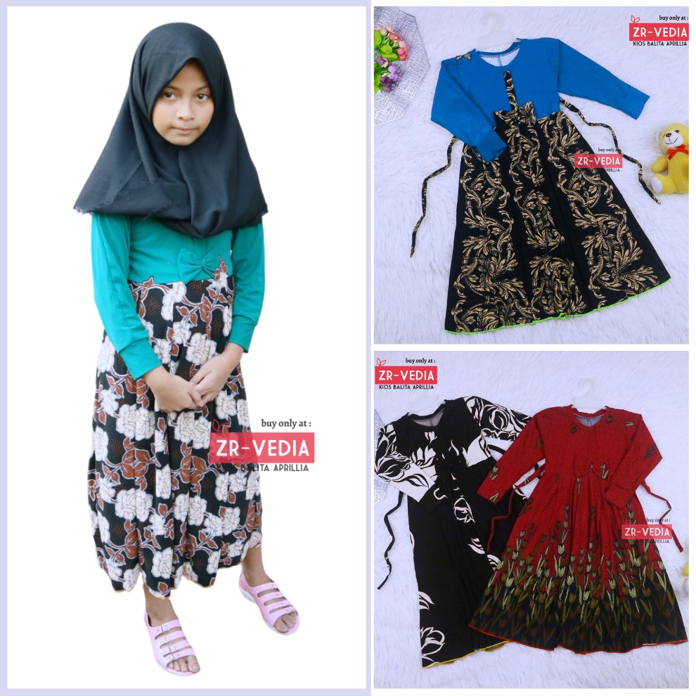 Gamis Pita Uk. 6-7 tahun / Gamis Anak Baju Muslim Dress Panjang Ngaji Murah Lengan Anak Perempuan