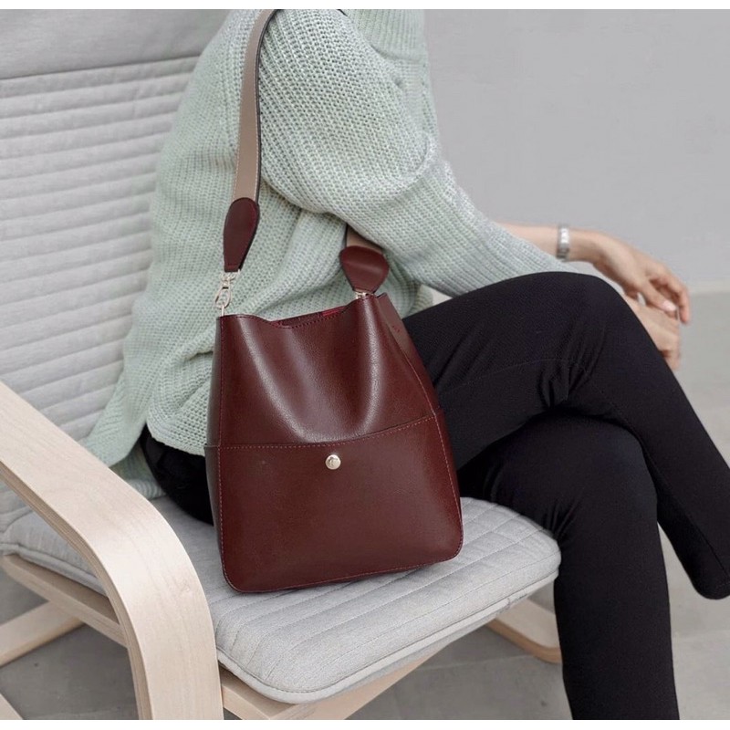 Ghania bucket bag/tas slempang/tas korea/free pouch