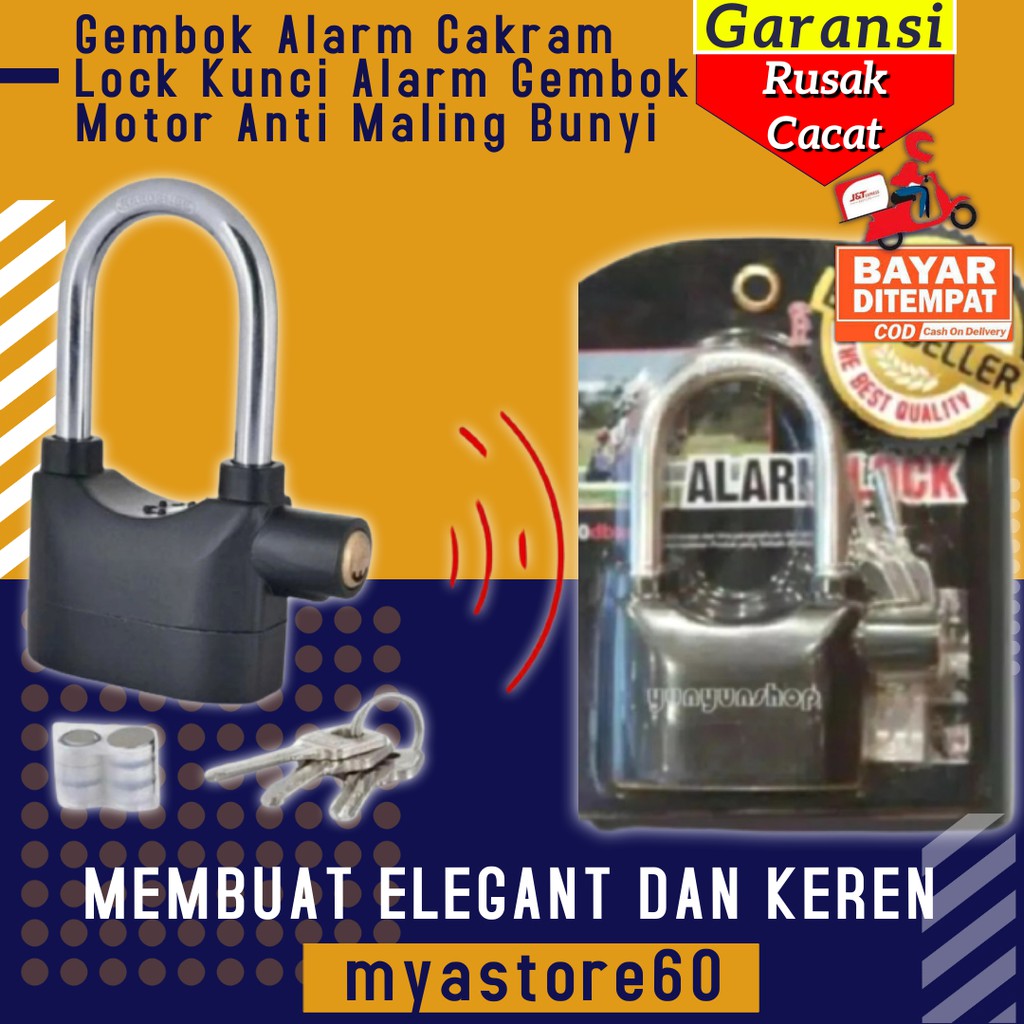 Gembok Alarm Cakram Lock Kunci Alarm Gembok Motor Anti Maling Bunyi Motor