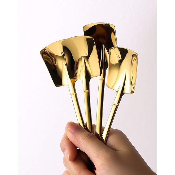H 448 Sendok Sekop Unik Sendok Ice cream Dessert Buah cake Lucu Gold Stainless Teh Kopi-4