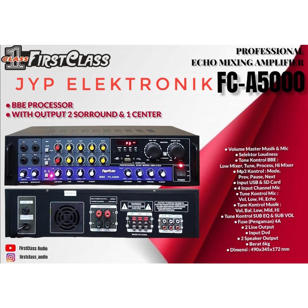 Power amplifier karaoke bluetooth firstclass fc a5000 / fca5000 / fc-a5000