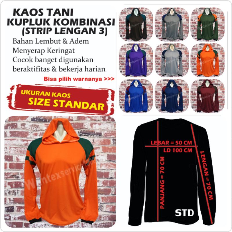 Kaos Basahan Kerja, Kaos Tani Lengan Panjang,  Kaos Kerja Proyek,  Kaos Kerja Bangunan (STRIP STD)