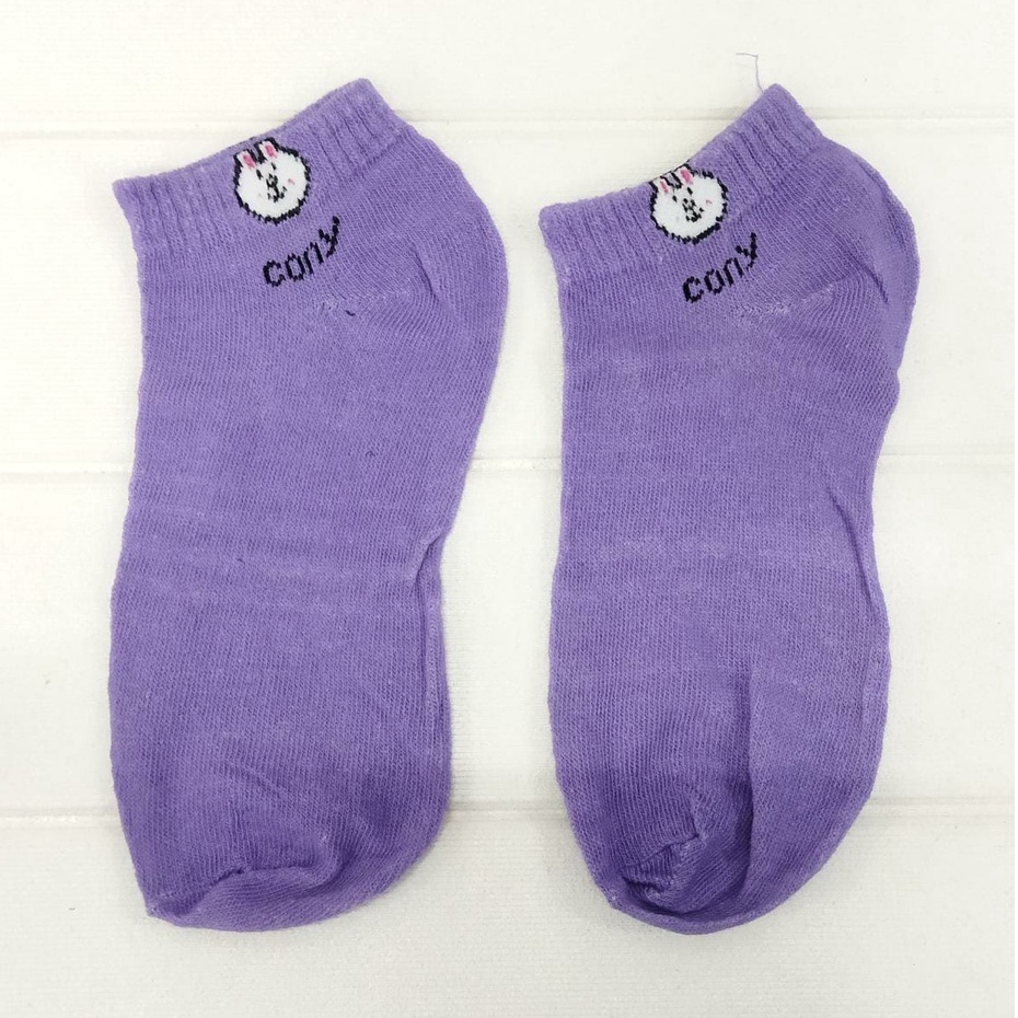 INDOMINI Kaos Kaki Ankle Beruang Kaos Kaki Pendek Semata Kaki Motif Brown Line Unisex R109-KELINCI UNGU