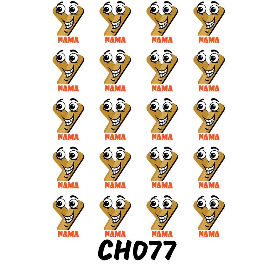 

Sticker Nama Cutting Label Waterproof Tahan Air Huruf 77 (CH077)