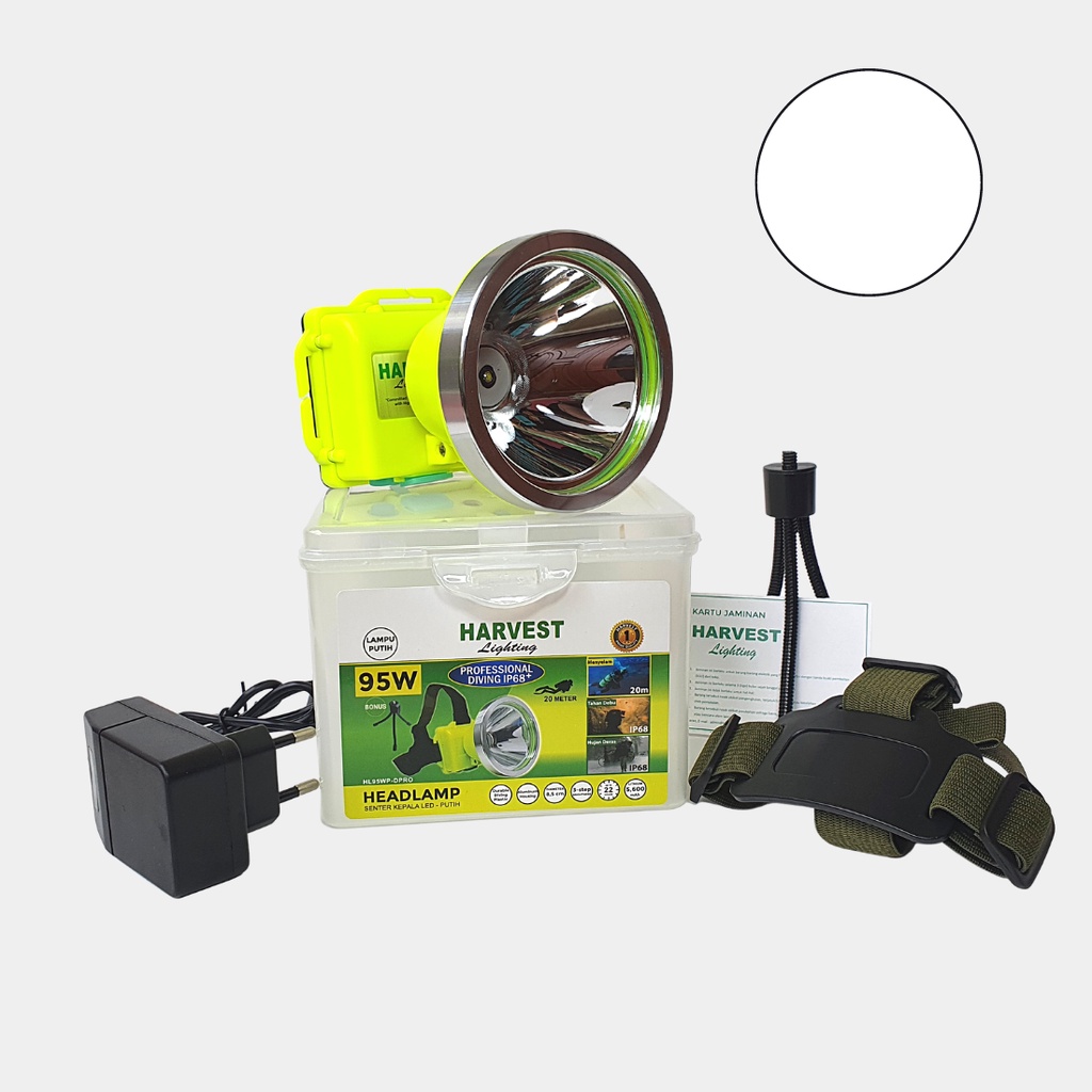 95W Headlamp HARVEST LIGHTING Senter Kepala LED Professional DIVING IP68 5600 MAH Lampu Emergency Selam Spearfishing Travel Hunting Rechargeable  Original Berkualitas Bergaransi