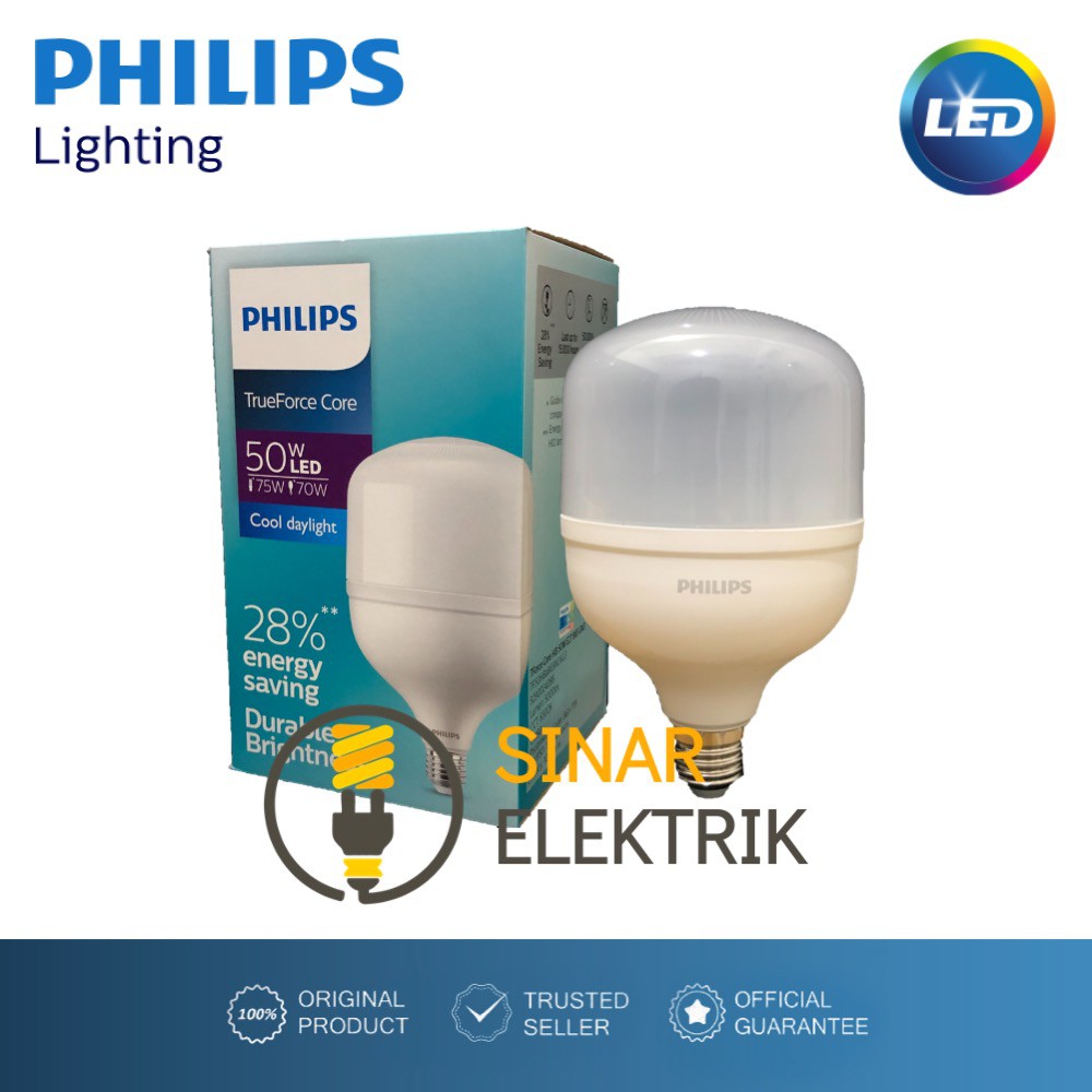 Philips LED Bulb 50W Putih E27 Lampu Kapsul TrueForce 50 W Watt TForce 50Watt Original Garansi