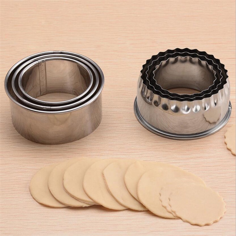 3pcs /Set Stainless Steel Round/Flower Shaped Dumplings Molds Cutter/Round Cookie Pastry Wrapper Dough Cutting Tool /Portable Dumplings Wrappers Molds/ Cutting Tool Kitchen Gadgets