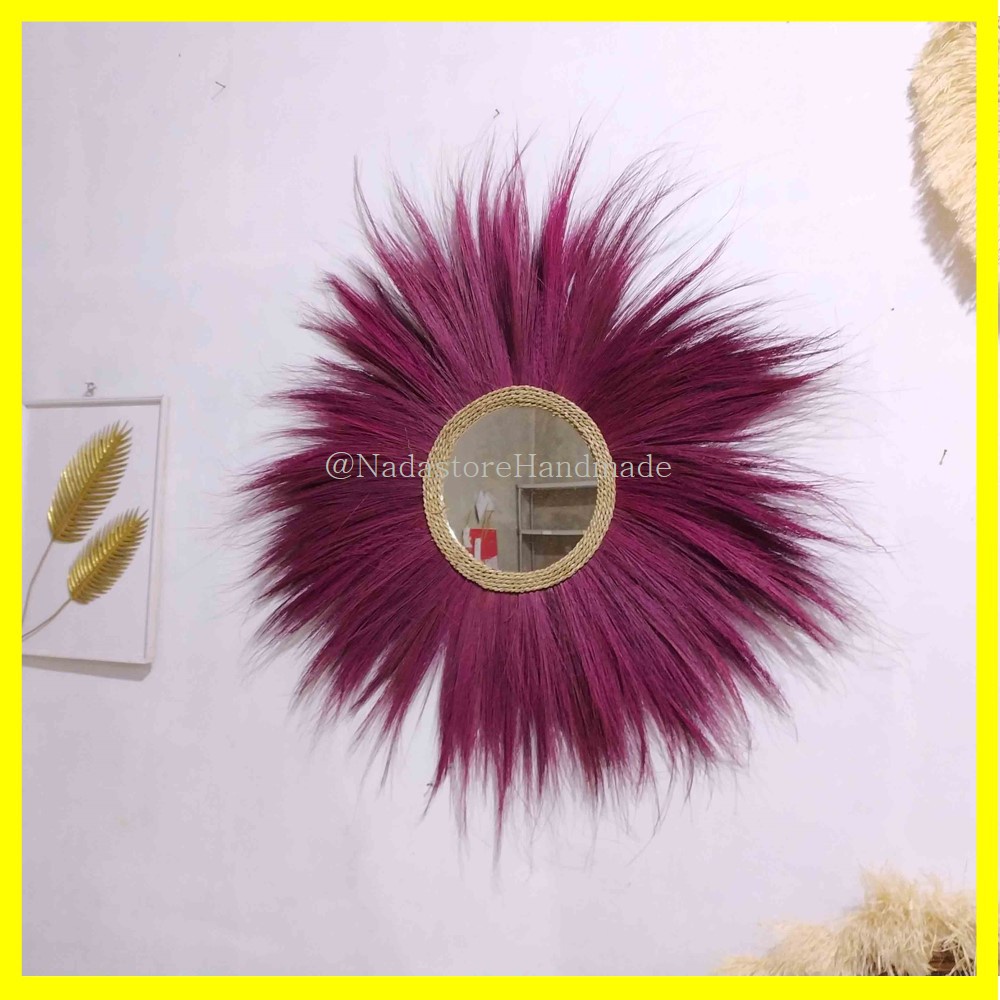 WALL DECOR / HIASAN DINDING / KACA CERMIN DINDING RAYUNG NATURAL DIAMETER 100 CM