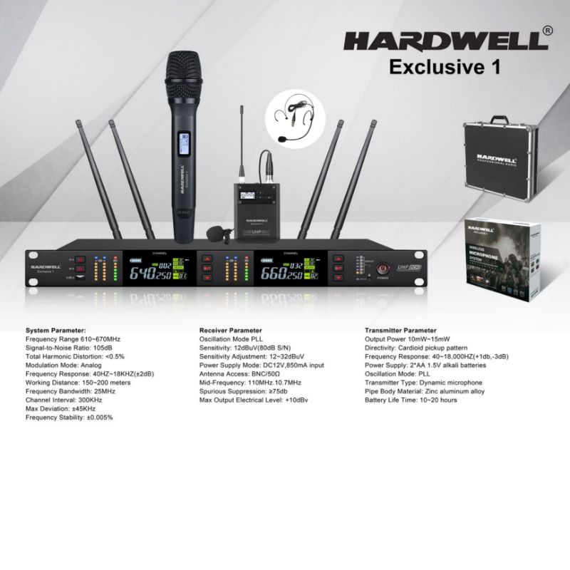Mic wireless Hardwell Exclusive 1 pegang jepit haedset bando hardwell mic original