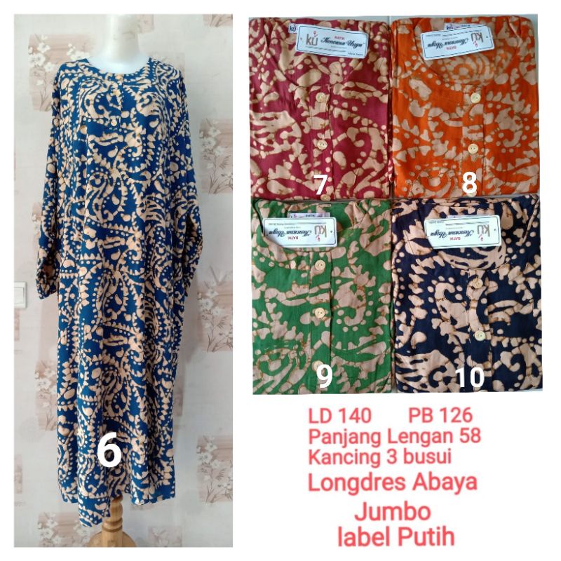 Longdres Abaya Jumbo LD 140cm,Kencana Ungu label Putih