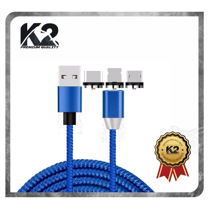 KABEL CAS MAGNET 3 IN 1 / KABEL CHARGER MAGNETIC 3 IN 1 FAST CHARGING 2.4A DENGAN LED INDIKATOR