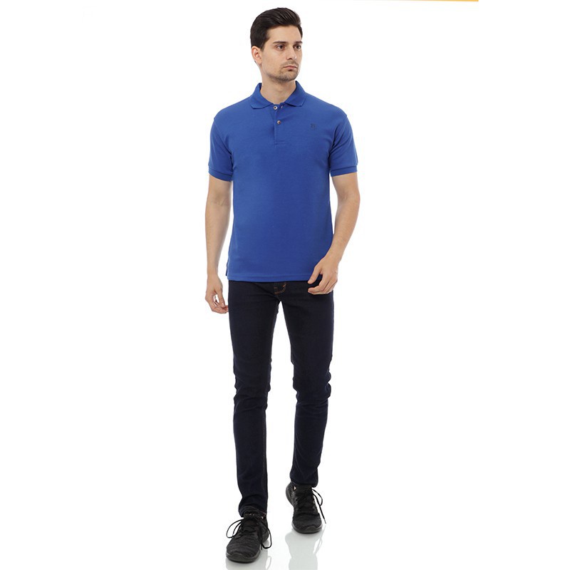 BlueButton Classic Men Embroidery PoloShirt Biru