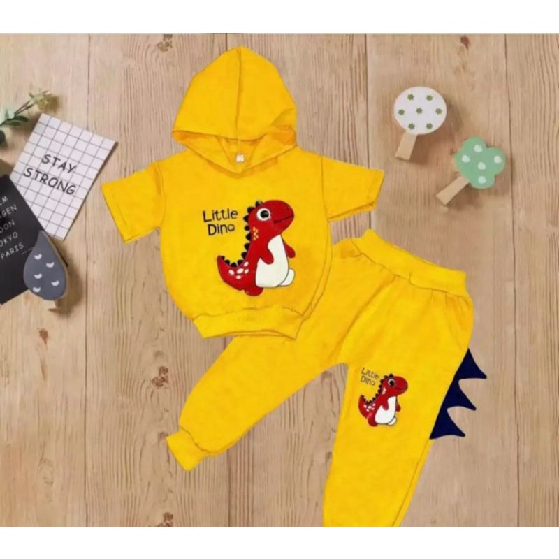 STELAN KUPLUK ANAK/SET DINO HODDIE BUAT UMUR 1-5 THN