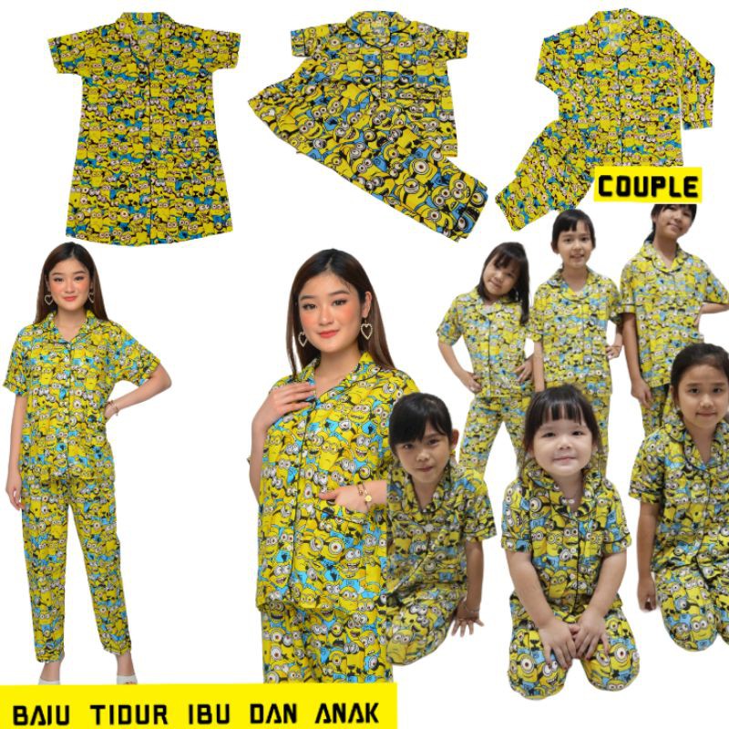 PIAMA BAJU TIDUR COUPLE KELUARGA / piyama stelan ibu dan anak / katun Jepang Karakter  pappoy