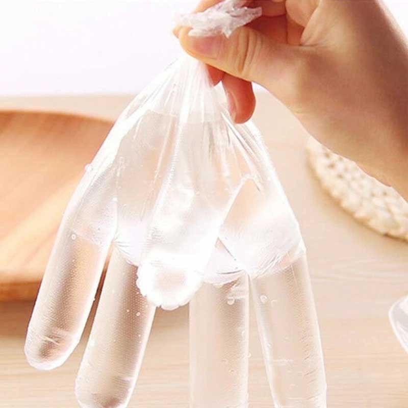 Sarung Tangan Plastik isi 100pc Disposable Plastic Glove Sekali Pakai Bening Polos