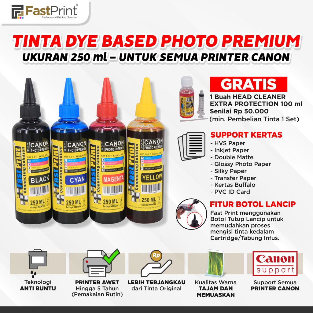 Tinta Dye Based Photo Premium 250ML Printer Canon