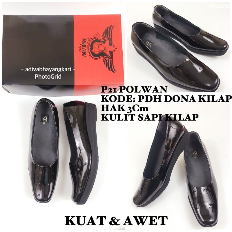 ADIVA - SEPATU DINAS POLWAN SATPAM KOWAL P21 PDH DONNA 3CM KILAP