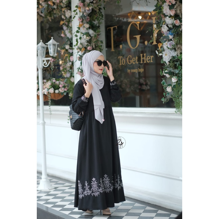 Gamis AULIA dan KAYLA BY ZIRA bordir asli LD 110 muslim maxi dress lebaran baju muslimah ootd fashion etnik motif  busui hamil kuliah pengajian