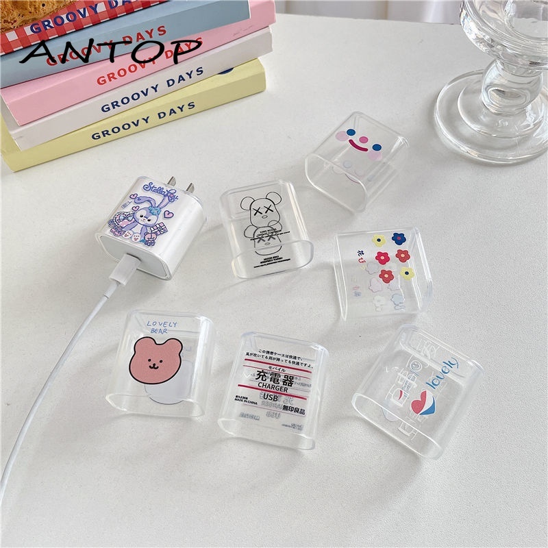 Penutup Pelindung Kartun Lucu Yang Berlaku Iphone  Kepala Pengisian Silica Gel Transparan ANTOP